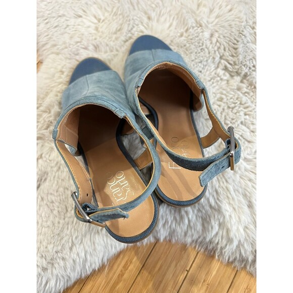 Franco Sarto Blue Suede T-Strap Heron Heels Size 8.5M - Picture 9 of 11